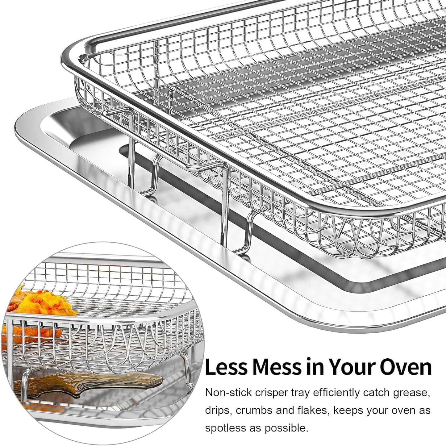 OPENICE Large Air Fryer Basket - 15.3" x 11.0" Stainless Steel Tray with 30PCS Parchment Papers for Baking & Grilling