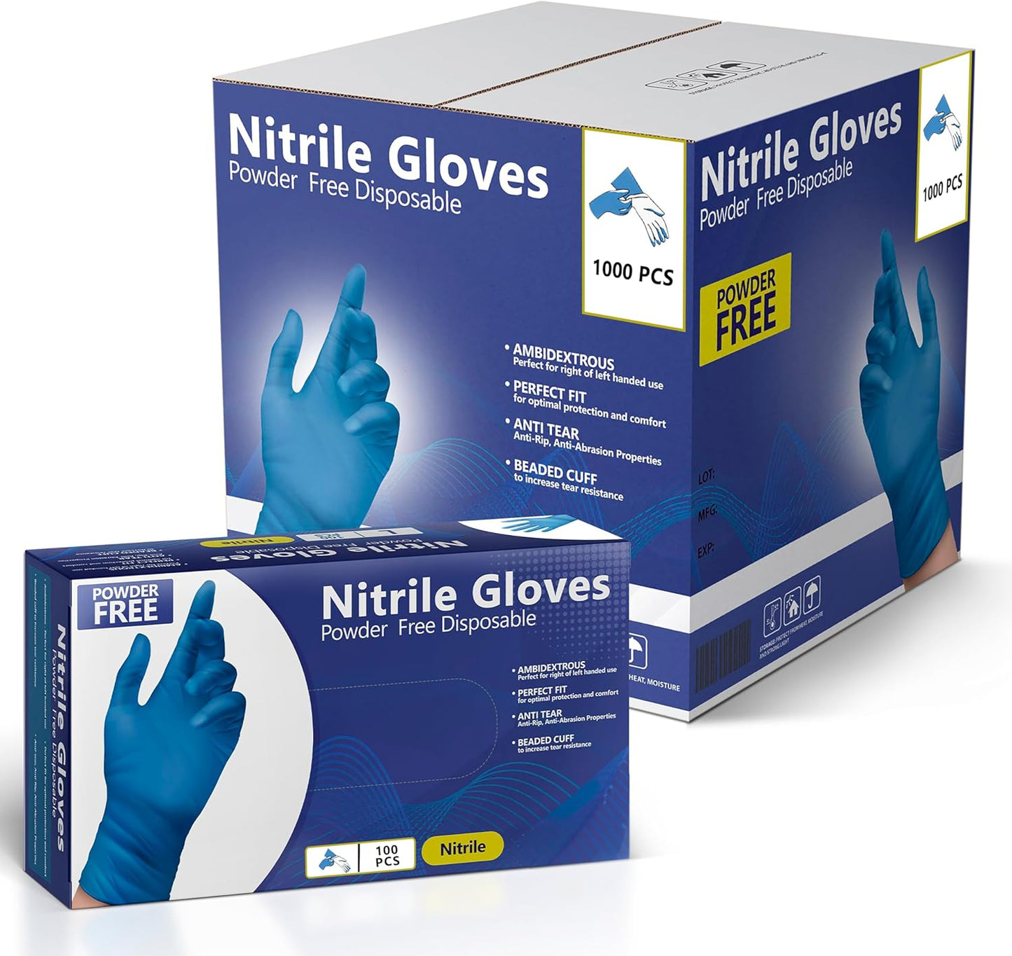AroCare Nitrile Gloves - Comfortable, Powder-Free, Latex-Free Disposable Gloves | 100-1000 Count