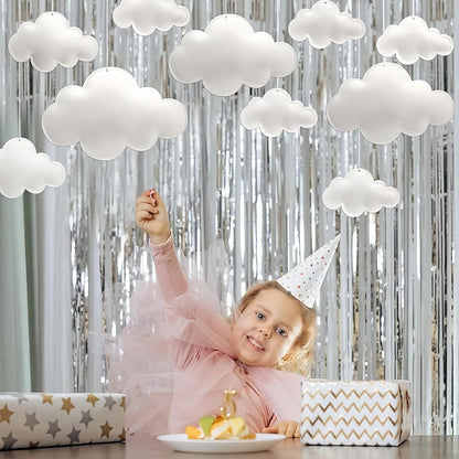 Skiennix 3D Cloud Decorations - Felt White Hanging Clouds for Nursery, Baby Shower & Party Decor | 10 Pcs
