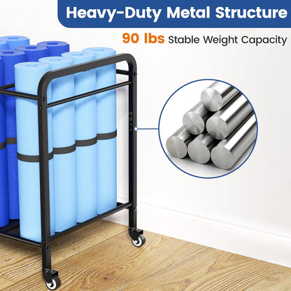 Skiennix Yoga Mat Storage Rack - Floor-Standing Metal Cart with Wheels for Gym & Home Use