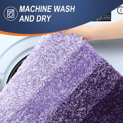 OLANLY Bathroom Runner Rugs - Extra Soft Microfiber Mat 59x24 | Quick Dry, Washable, Rubber Backing, Violet