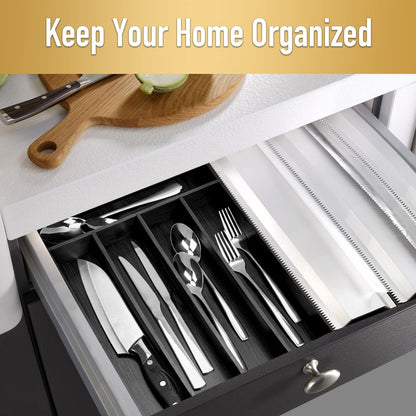 Regine Switzerland Bamboo Silverware Holder - 5-Slot Drawer Organizer in Black