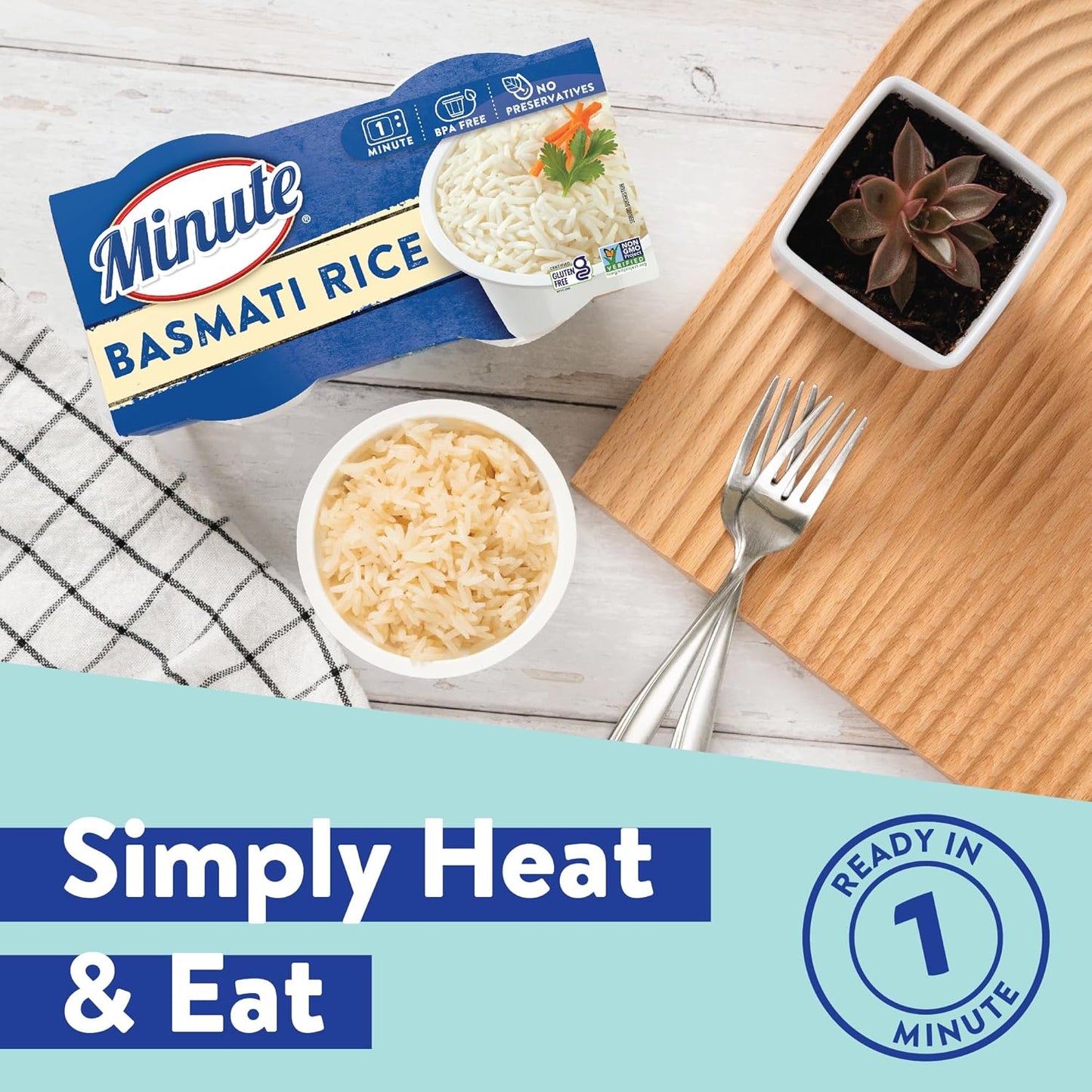 Minute Ready-to-Serve Basmati Rice Cups - Microwavable 8.8-Ounce Pack of 8 for Quick Meals