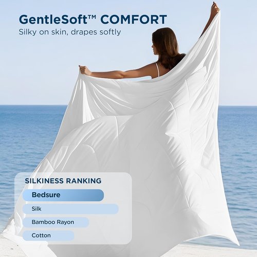Bedsure Cooling Comforter - King Size GentleSoft Moisture-Wicking Blanket for Hot Sleepers | Breathable Dual-Sided White Duvet Insert, 102x90 Inches