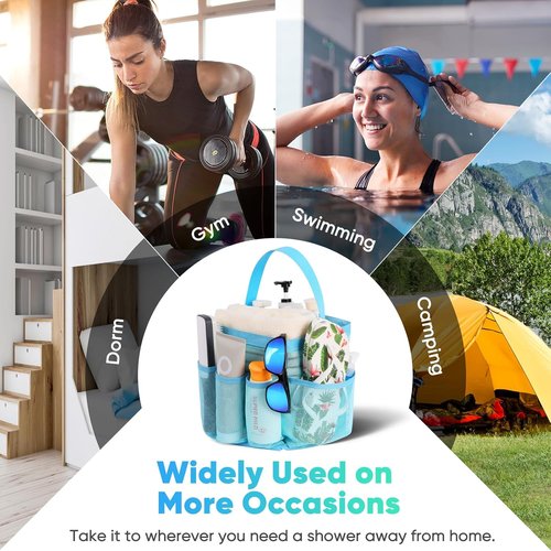 EUDELE Mesh Shower Caddy - Portable 8-Pocket Design for Quick Drying & Easy Cleaning | Ideal for Beach, Gym, Travel