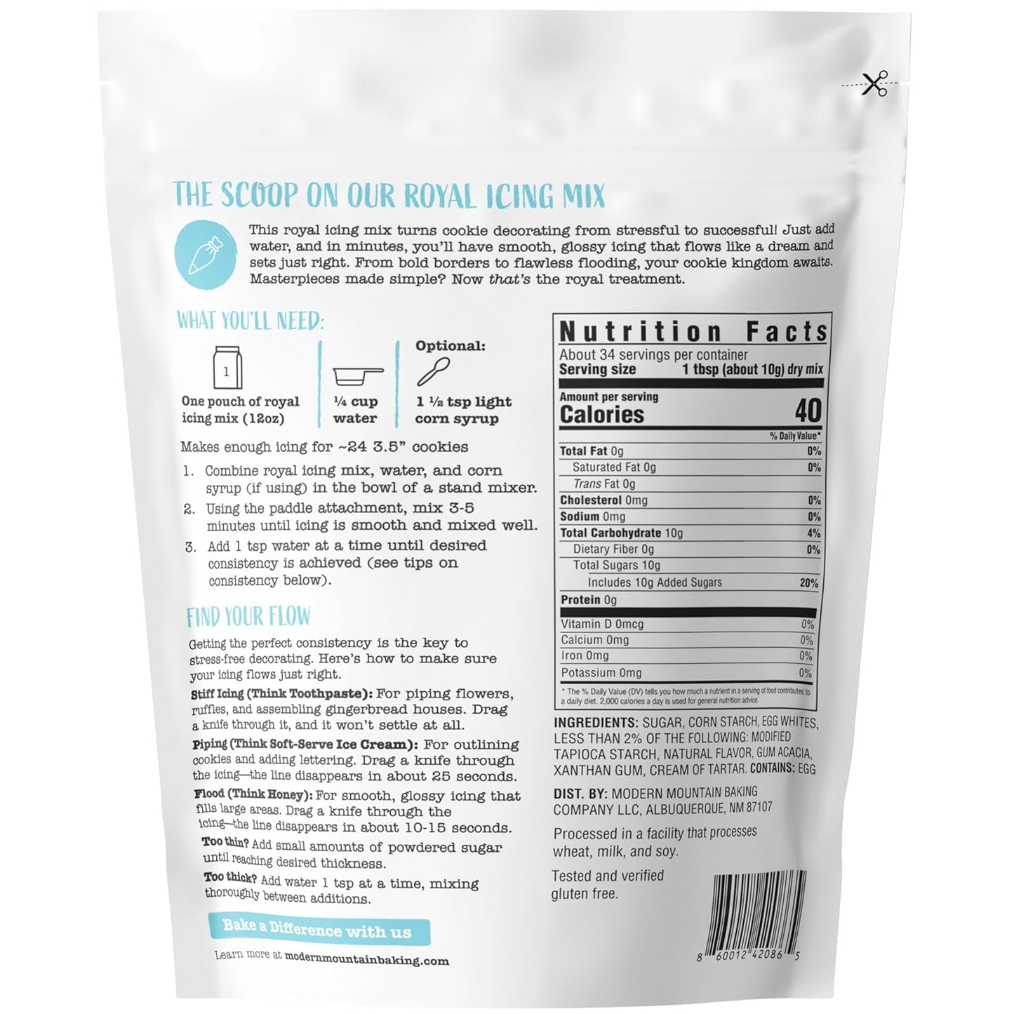 Royal Icing Mix - Premium 12oz Mix for Sugar Cookies | Easy to Use, Naturally Flavored, Gluten-Free