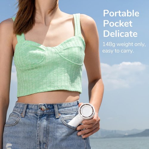JISULIFE Mini Portable Bladeless Fan - Powerful 5-Speed Turbo Design | USB Rechargeable, 16Hrs Cooling Time, Ideal for Travel & Gifts