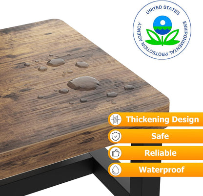 Wooden Step Stool - Heavy Duty Design with Non-Slip Rubber Feet | 500-LBS Capacity, Rustic Brown
