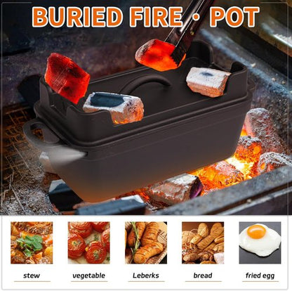 Cast Iron Combo Cooker by [Brand Name] - 2.5QT Pre-Seasoned Dutch Oven & Grill Pan | Versatile Skillet for Baking & Searing