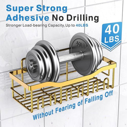 EUDELE Rustproof Stainless Steel Shower Caddy - No Drill Adhesive Organizer with Large Capacity | XL Size for Bathroom & Kitchen