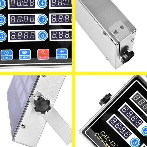 12 Channels Digital Kitchen Timers Commercial Cooking Timer,Stainless Steel Calculagraph Timer Restaurant Timer with Loud Alarm Burger Cooking Reminder