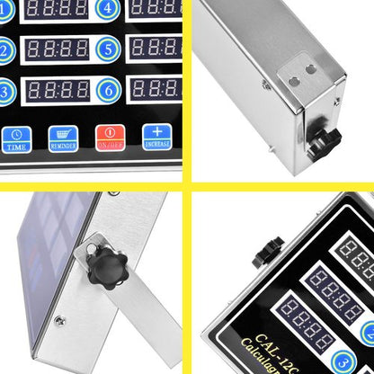 12 Channels Digital Kitchen Timers Commercial Cooking Timer,Stainless Steel Calculagraph Timer Restaurant Timer with Loud Alarm Burger Cooking Reminder