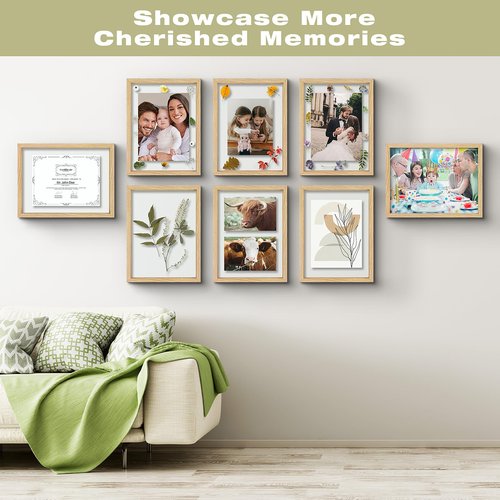 12x16 Floating Picture Frame - Solid Wood Frame for Pressed Flower - Real Glass of Front - Use as 8.5x11 or 11x14 Picture Frame - for Wall Mount Display (Natural Wood, 1 Pack)
