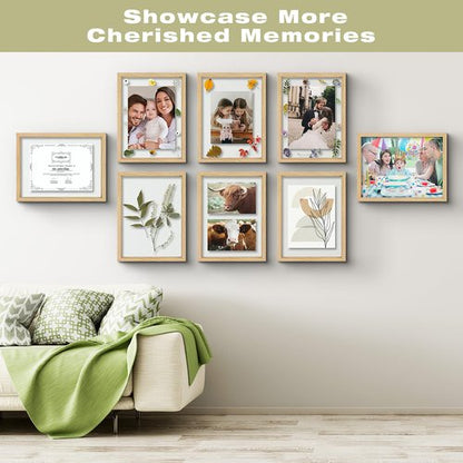 12x16 Floating Picture Frame - Solid Wood Frame for Pressed Flower - Real Glass of Front - Use as 8.5x11 or 11x14 Picture Frame - for Wall Mount Display (Natural Wood, 1 Pack)
