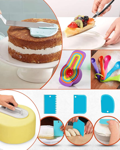 RFAQK Cake Decorating Kit - 700PCs with Turntable, Pans, Piping Tips, Spatulas & More