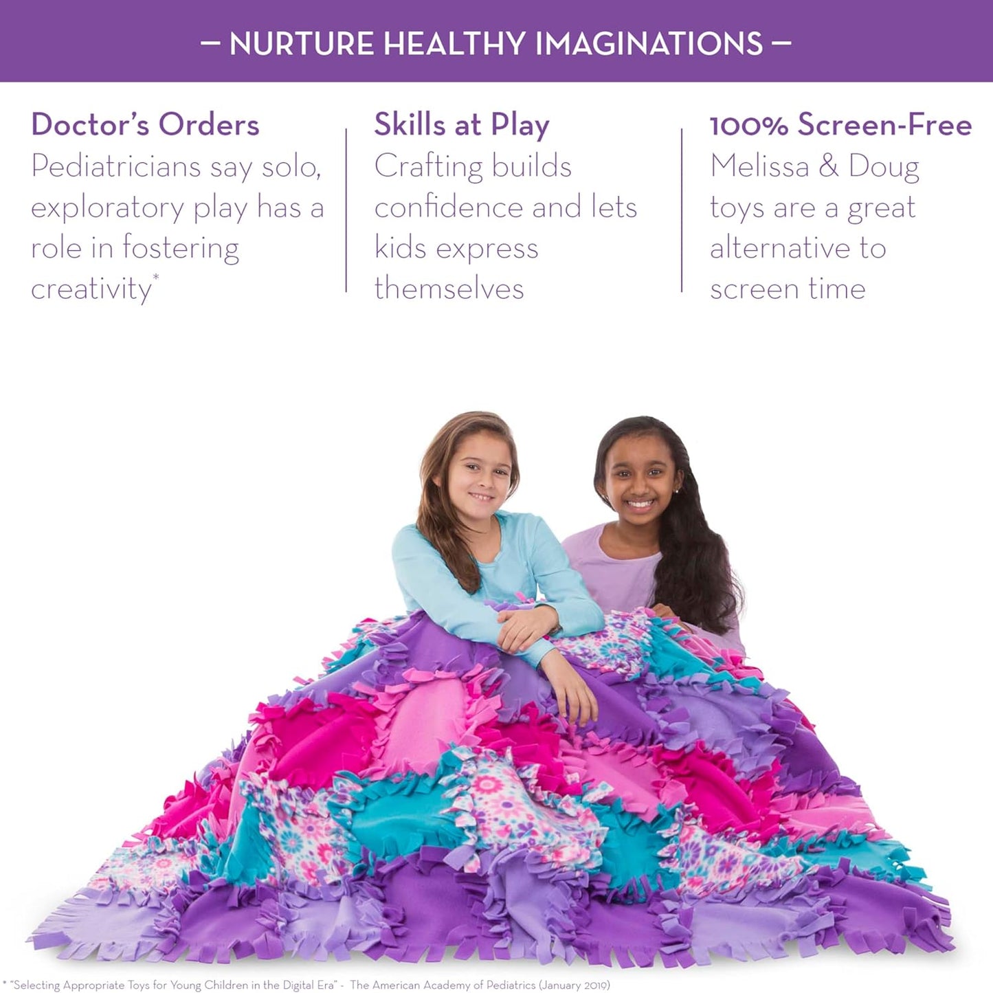 Melissa & Doug Flower Fleece Quilt No-Sew Craft Kit - 48 Squares, 4' x 5' for Creative Fun