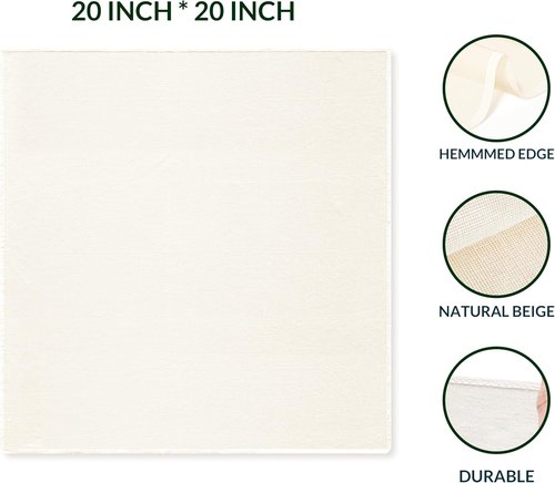 Beige Cheesecloth by [Brand Name] - 6-Pack 20x20 Inch Hemmed Strainer for Cooking, Baking & Juicing