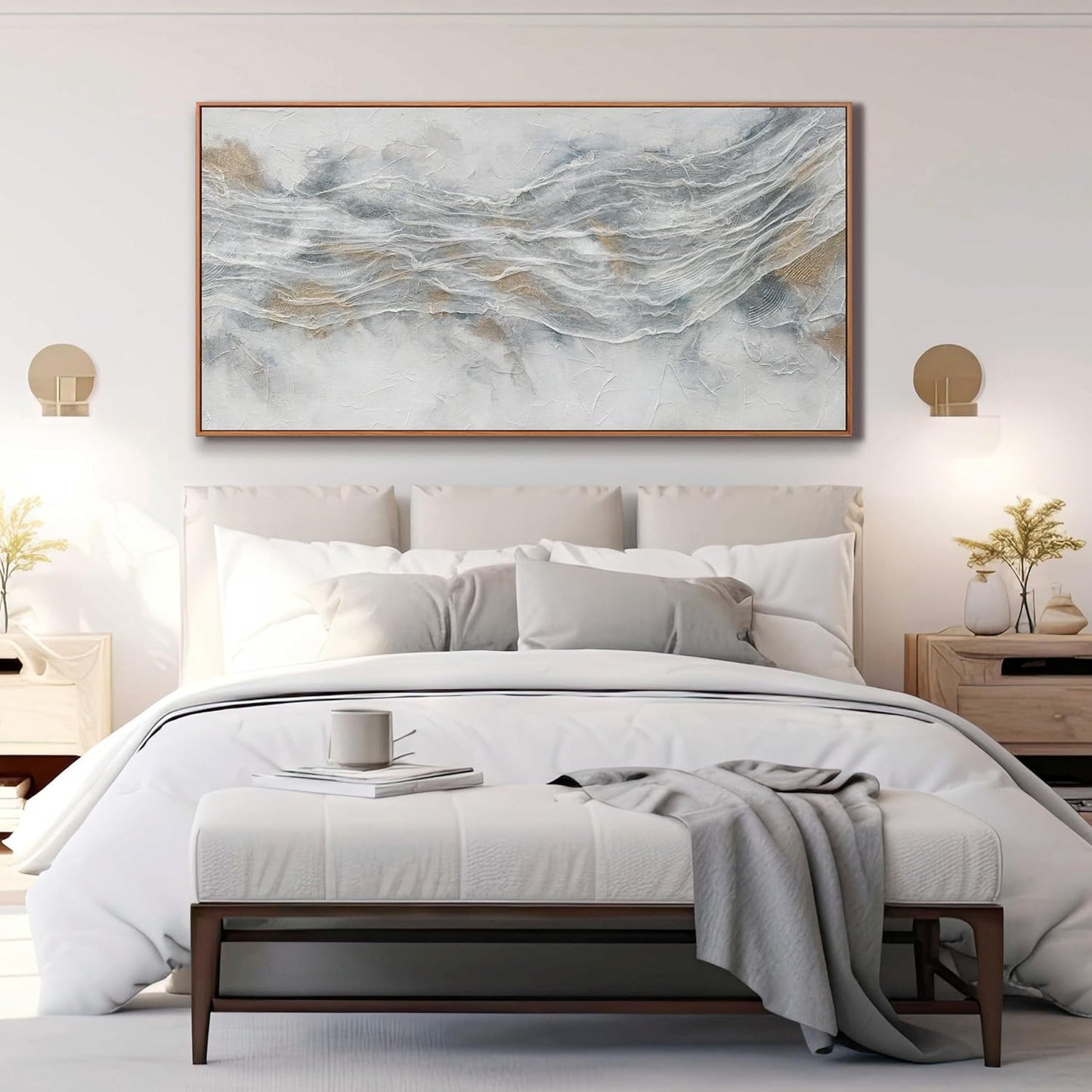 Skiennix Abstract Canvas Wall Art - Modern Framed Decor for Living Room | Large 29" X 58" Prints