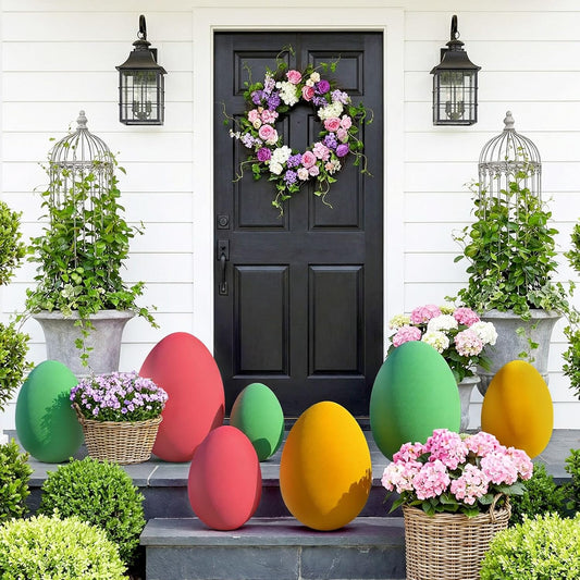 Skiennix Flocked Easter Eggs - Set of 3 Colorful Spring Decorations for Home | Perfect for Tables & Mantels