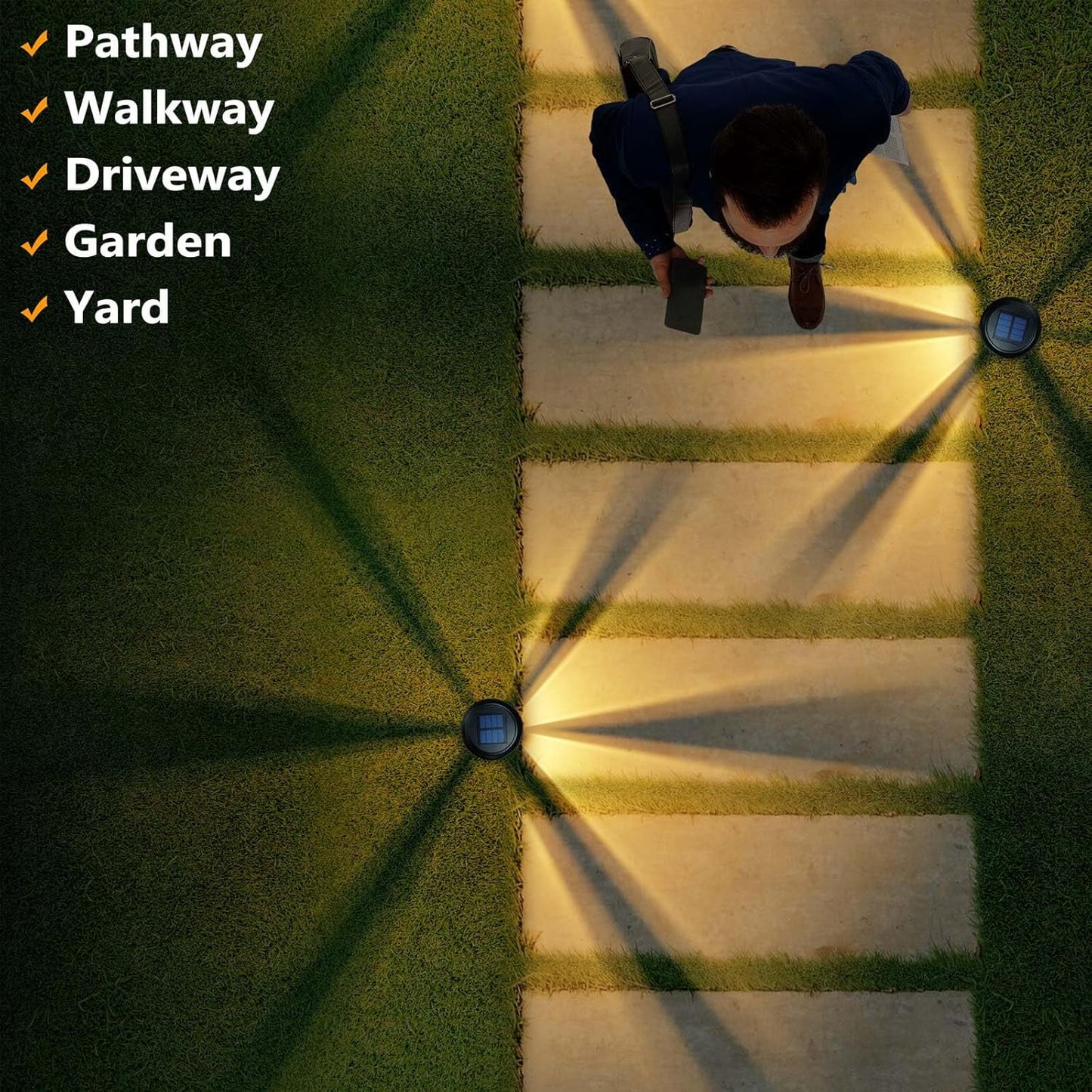 Priddop Solar Pathway Lights - 12 Pack Waterproof Outdoor Lights | 3000K Warm White Bulbs for Garden & Driveway
