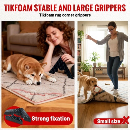 Skiennix Non-Slip Rug Grippers - Reusable Carpet Corner Stickers for Hardwood & Tile Floors | 8 Pack