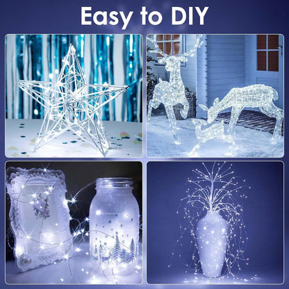 Skiennix 8-Pack Fairy Lights - Battery Operated String Lights with Remote & Timer | 16 FT, 50 LEDs, Waterproof, Cool White