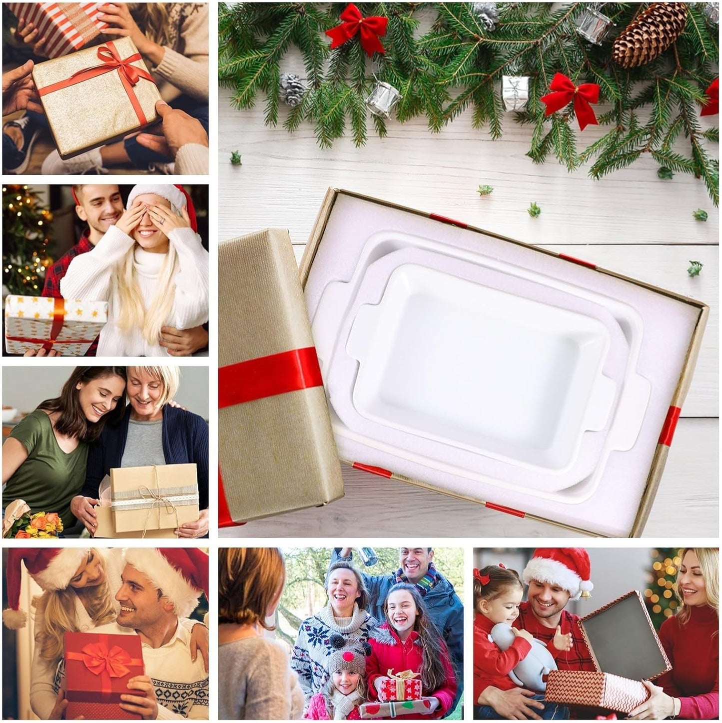 Ceramic Baking Dish Set by [Brand Name] - 2-Piece Rectangular Casserole Pans | 4.4QT & 1.8QT, Oven Safe, Dishwasher Safe, White
