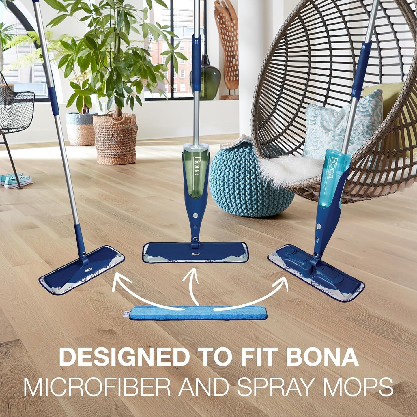 Bona Microfiber Cleaning Pads - 3-Pack for Hardwood & Hard Surface Floors | Dual Zone Cleaning