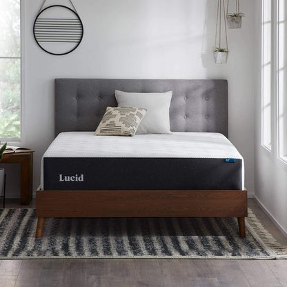 Lucid 12 Inch Memory Foam Mattress - Medium Plush Feel - Infused with Refreshing Bamboo Charcoal and Cooling Gel - Bed in a Box - Temperature Regulating - Pressure Relief - Breathable - Queen Size