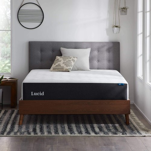 Lucid 12 Inch Memory Foam Mattress - Medium Plush Feel - Infused with Refreshing Bamboo Charcoal and Cooling Gel - Bed in a Box - Temperature Regulating - Pressure Relief - Breathable - Queen Size