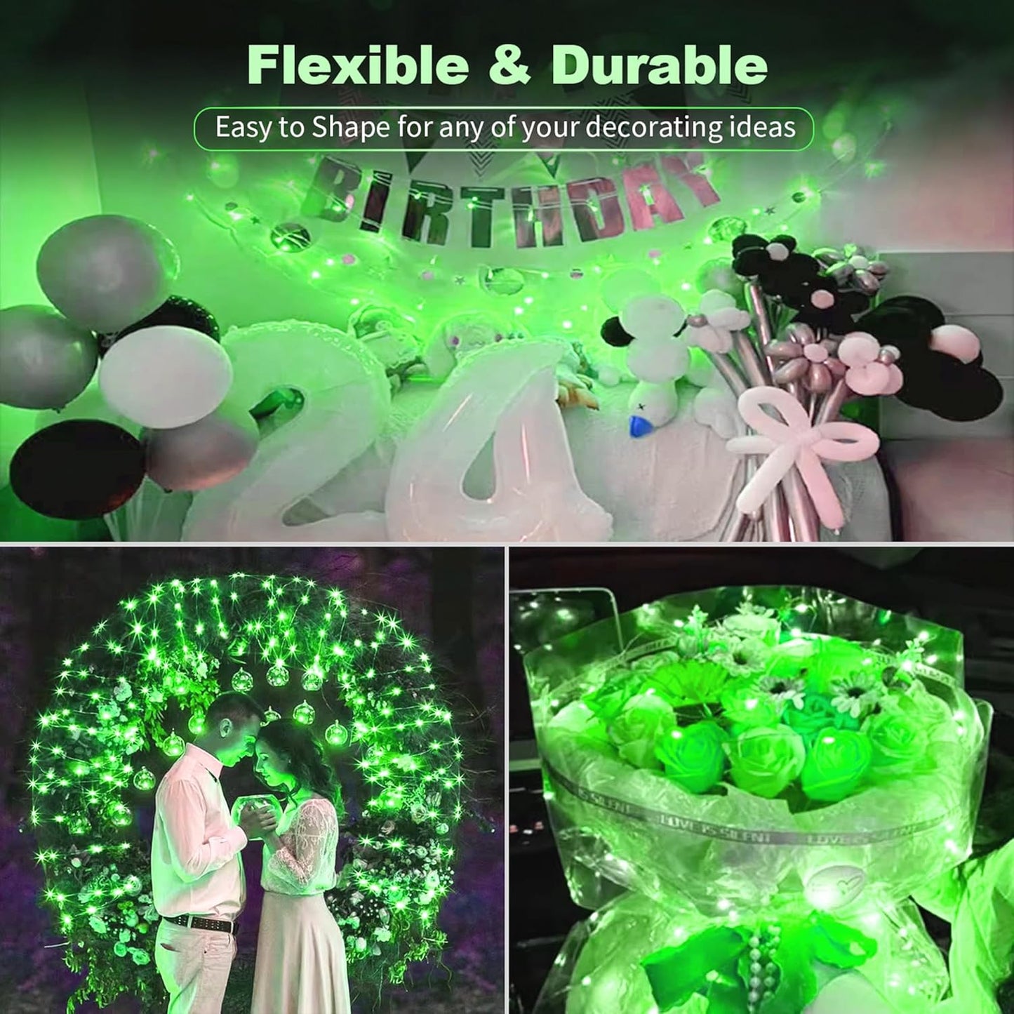 Skiennix 20 Pack LED Fairy Lights - 7FT Waterproof Mini Twinkle String Lights for Weddings & Christmas | Green