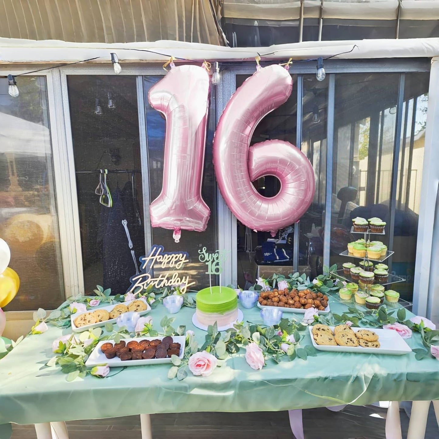 Pastel Pink Number 6 Balloons - 40 In Large Foil Helium Balloons for Girls' Birthday Party