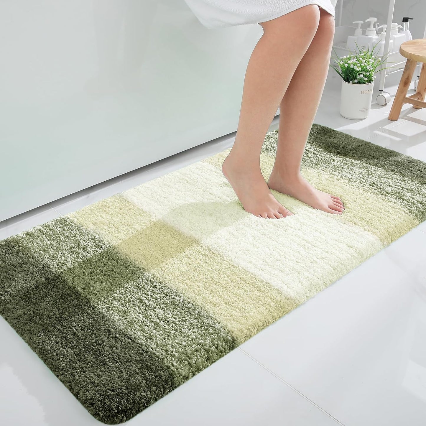 OLANLY Large Bathroom Rugs - Extra Soft Microfiber Mat, Quick Dry & Washable, Dark Green 50x30