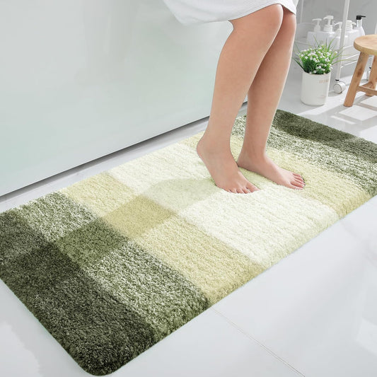 OLANLY Large Bathroom Rugs - Extra Soft Microfiber Mat, Quick Dry & Washable, Dark Green 50x30