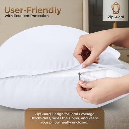 Utopia Bedding 4 Pack Pillow Protectors with Zipper Queen Size, Soft Brushed Microfiber Fabric Pillow Cases, Shrinkage and Fade Resistant Pillow Covers (White)