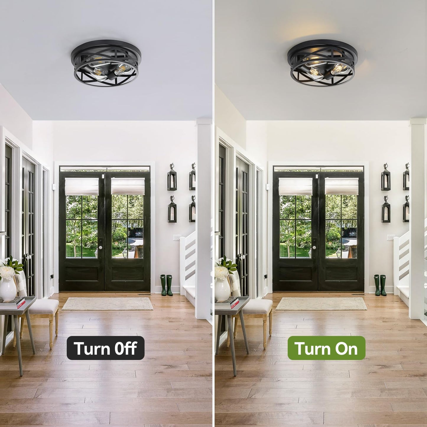 piano7797 13 inch Black Flush Mount Ceiling Light Fixtures,3-Light Modern Hallway Light Fixtures Ceiling, Black Light Fixture Ceiling Mount for Farmhouse,Kitchen, Bedroom 2 Pack