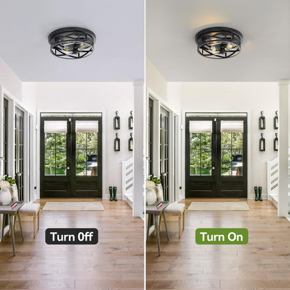 piano7797 13 inch Black Flush Mount Ceiling Light Fixtures,3-Light Modern Hallway Light Fixtures Ceiling, Black Light Fixture Ceiling Mount for Farmhouse,Kitchen, Bedroom 2 Pack