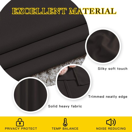 NICETOWN Toffee Brown Room Darkening 102 inch Curtains, Grommet Thermal Curtains Weighted Window Treatments for Living Room/Farmhouse, W46 x L102, 2 Panels