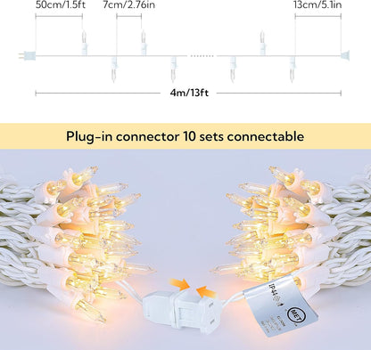 Skiennix Clear Christmas Lights Set - 50 Count Mini String Lights | Warm White Indoor Decoration, 13 Feet