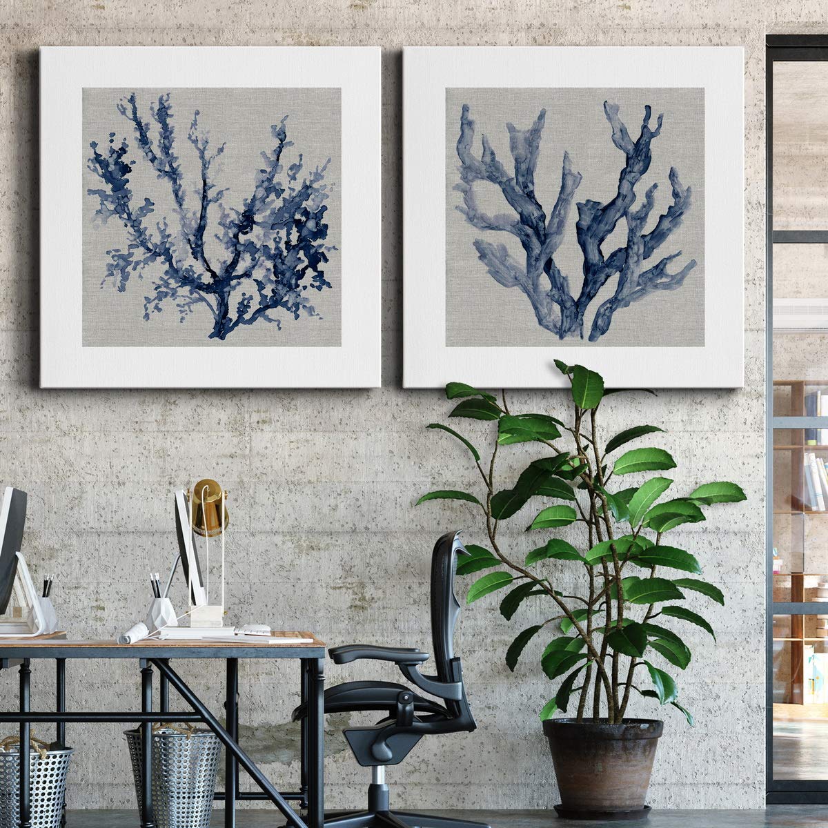 Renditions Gallery Linen Sea Coral III Wall Art, Premium Gallery Wrapped Canvas Decor, Ready to Hang, 16 in H x 16 in W, Made in America Print