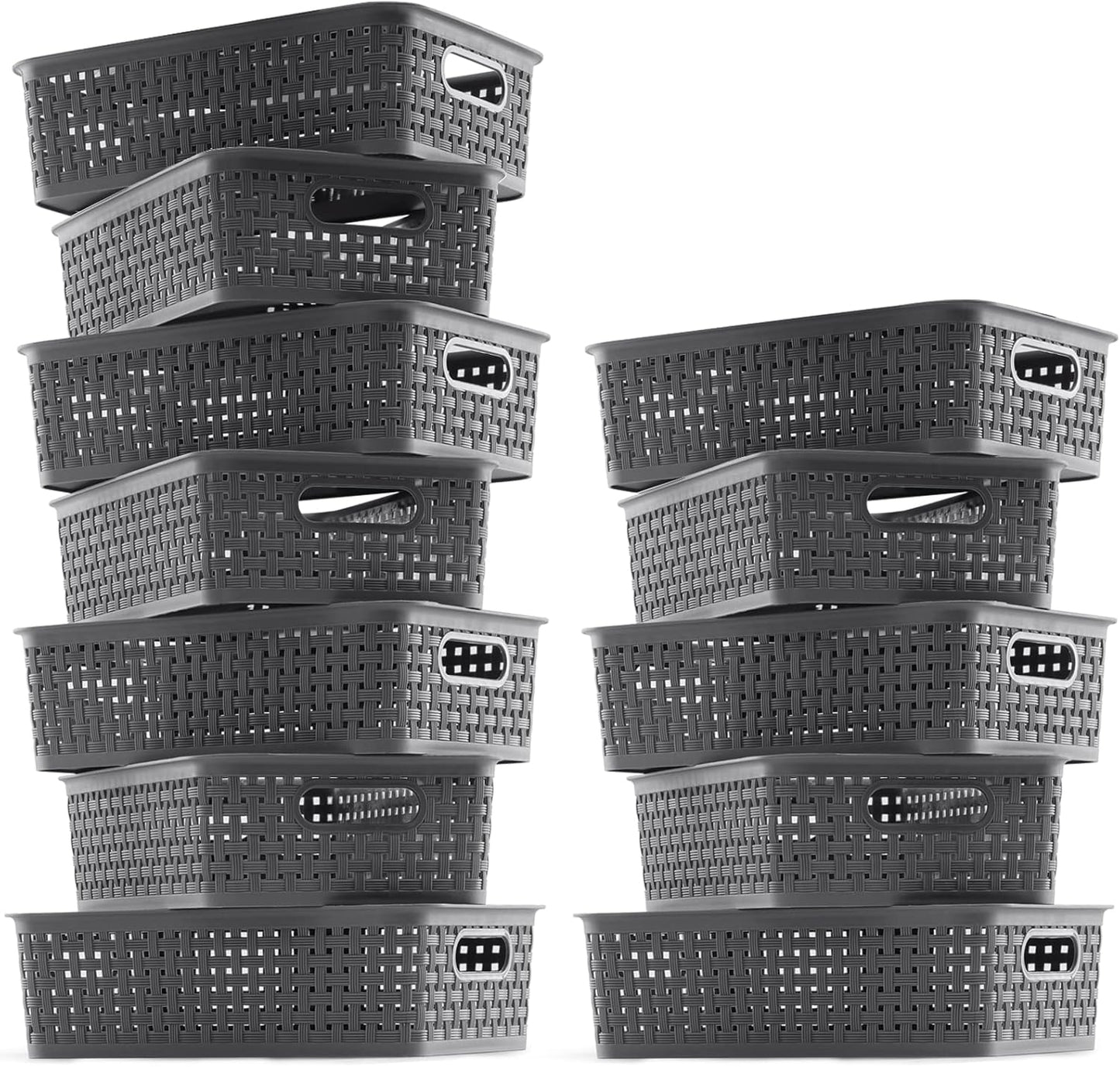 Skiennix Plastic Storage Baskets - 12 Pack Small Organizers for Pantry, Laundry, and Bathroom Use