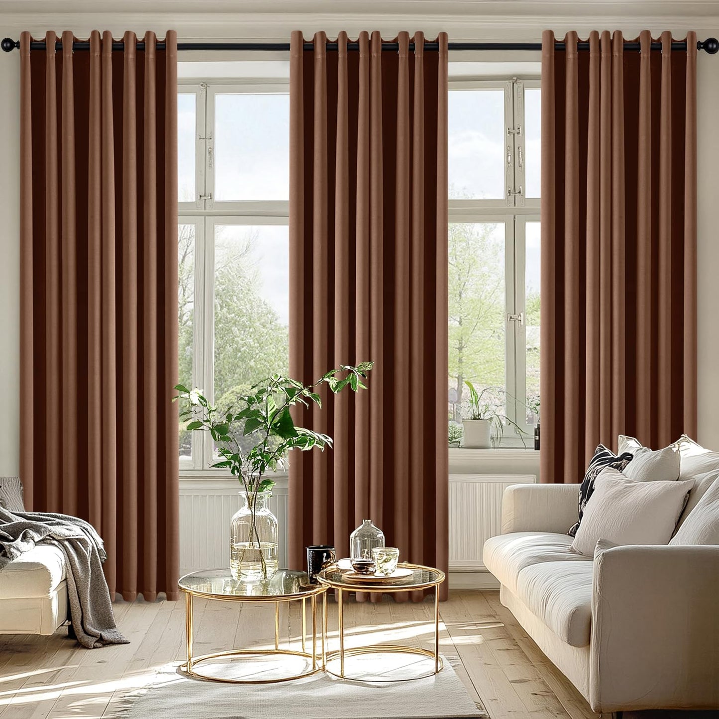 MIULEE Cappuccino Brown Blackout Curtains for Bedroom Living Room 84 Inches Long 2 Panels, Thermal Insulated Room Darkening Drapes Grommet Noise Reduction Light Blocking Window Treatments 50x84 Inch