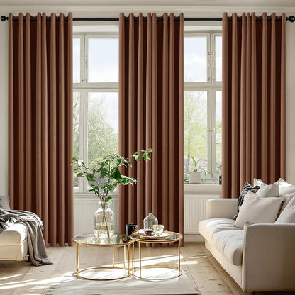 MIULEE Cappuccino Brown Blackout Curtains for Bedroom Living Room 84 Inches Long 2 Panels, Thermal Insulated Room Darkening Drapes Grommet Noise Reduction Light Blocking Window Treatments 50x84 Inch