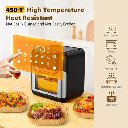 Air Fryer Liners - 150 Pcs Disposable Parchment Paper | 8" Square Non-Stick Baking & Roasting