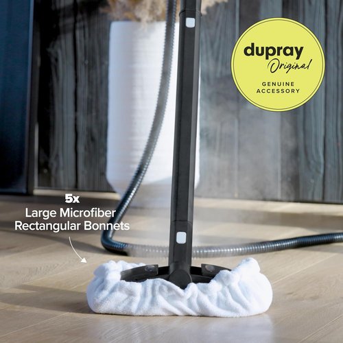 Dupray Large Rectangle Bonnets - Heavy-Duty Microfiber Steam Cleaner Pads for Deep Cleaning | Pack of 5
