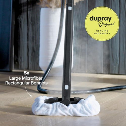 Dupray Large Rectangle Bonnets - Heavy-Duty Microfiber Steam Cleaner Pads for Deep Cleaning | Pack of 5