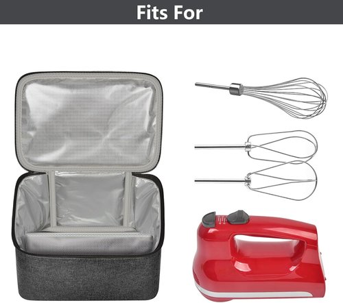 KitchenAid Digital Hand Mixer Carrying Bag - Portable Travel Storage Case for 5/6/7/9 Ultra Power Mixers - Grey