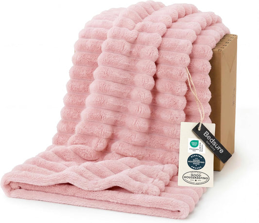 Bedsure GentleSoft Twin Blanket - Super Soft Coral Pink Fleece for Cozy Comfort | 60x80 Inches