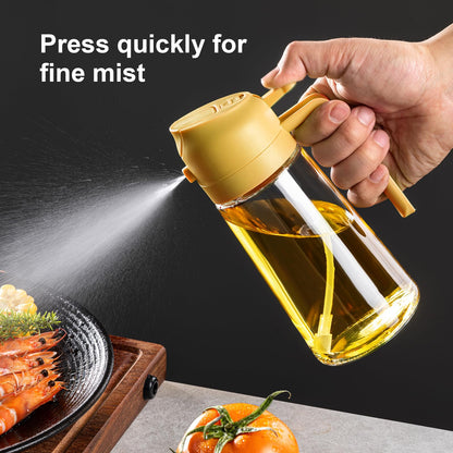 TrendPlain 16oz Oil Dispenser Bottle for Kitchen - 2 in 1 Olive Oil Dispenser and Oil Sprayer - 470ml Olive Oil Bottle - Oil Sprayer for Cooking, Kitchen, Salad, Barbecue Yellow