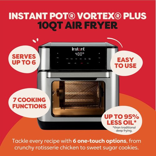Instant Pot 10QT Air Fryer - 7-in-1 Multi-Cooker with EvenCrisp Technology & 100+ Recipes | Stainless Steel
